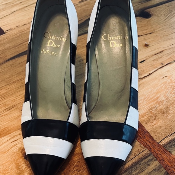 Vintage Christian Dior PVP3922 Pumps Euro 39 B&W Leather 60's - Picture 12 of 12